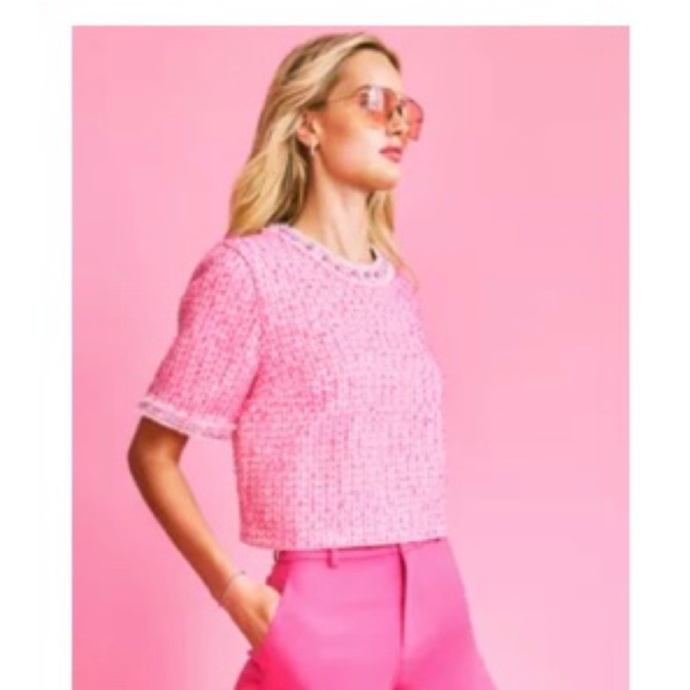 Lilly Pulitzer Pink Palms Fantasy Boucle Folie Top
